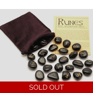 Black Jasper - Crystal Rune Stones - Black Bag